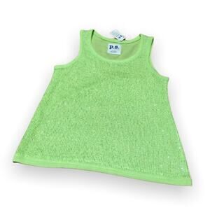 PSNY P.S. by Aeropostale Girls Tank Top Size L 12 Lime Green Sequined NEW